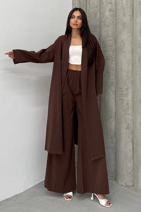 ست بالاتنه و پائین تنه قهوه ای زنانه بافتنی Nana & Mayka Moda - کد 866851102