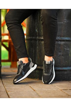 کفش اسنیکر مشکی مردانه چرم اصل ByItallanoshoes - کد 760361186