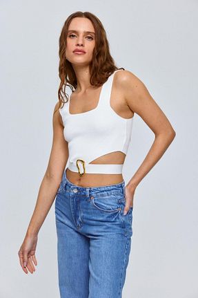 بلوز سفید زنانه ساده Tuba Butik - کد 828993915