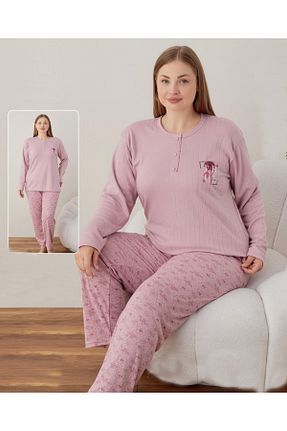 ست لباس راحتی سایز بزرگ بنفش زنانه ساده Lukitus - کد 781343822