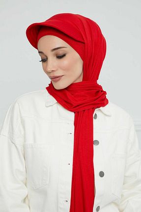 شال قرمز زنانه پنبه ای Aisha