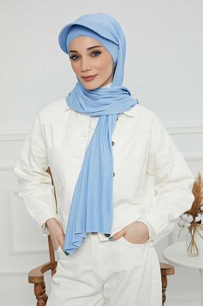 شال آبی زنانه پنبه ای Aisha
