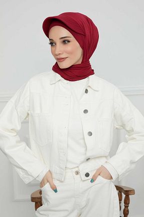 شال زرشکی زنانه پنبه ای Aisha