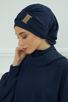 شال سرمه ای زنانه پنبه پلی استر Aisha