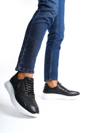 کفش اسنیکر مشکی مردانه چرم اصل Mubiano - کد 831568063