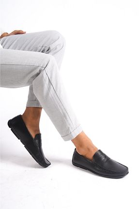 کفش لوفر مشکی مردانه چرم خالص Mubiano - کد 748013468