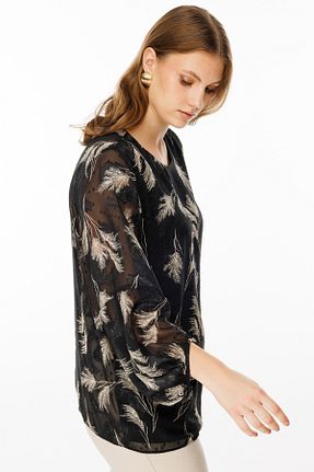 بلوز سایز بزرگ مشکی زنانه رگولار Ekol - کد 867609274