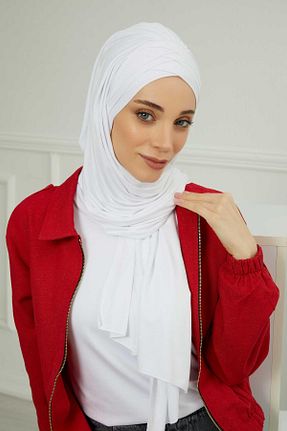 شال سفید زنانه پنبه ای Aisha