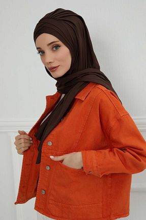 شال قهوه ای زنانه پنبه ای Aisha