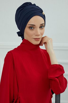 شال سرمه ای زنانه پنبه پلی استر Aisha