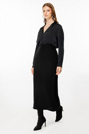 دامن مشکی زنانه پارچه Ekol - کد 867610004