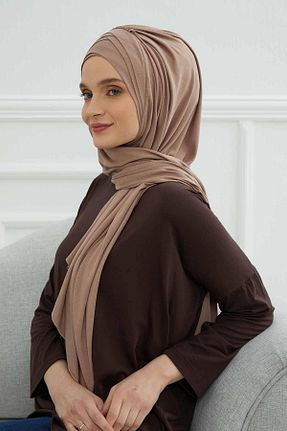 شال قهوه ای زنانه پنبه ای Aisha
