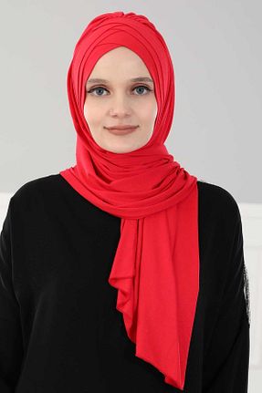 شال قرمز زنانه پنبه ای Aisha