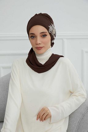 شال قهوه ای زنانه شیفون Aisha