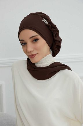 شال قهوه ای زنانه شیفون Aisha