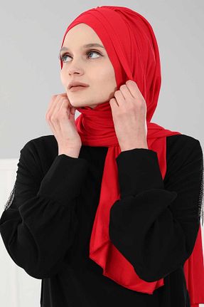 شال قرمز زنانه پنبه ای Aisha