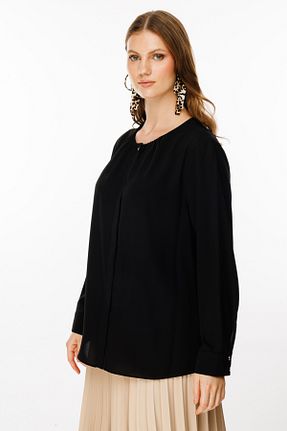 بلوز سایز بزرگ مشکی زنانه رگولار Ekol - کد 867609560