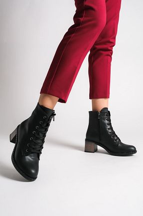 بوت / نیم بوت مشکی زنانه چرم مصنوعی kemalacar - کد 898156494