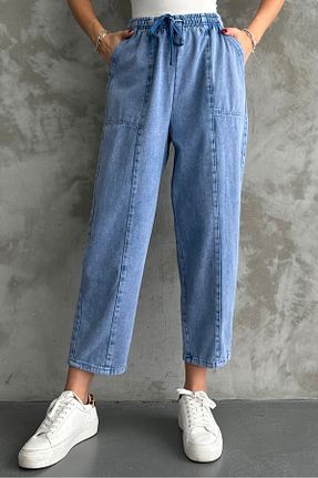 شلوار آبی زنانه پنبه ای macharel jeans - کد 867626831