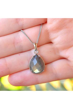 گردنبند جواهر آبی زنانه سنگ طبیعی Taş Sandığı - کد 96605133