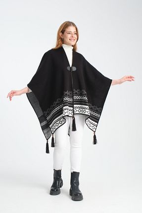 پانچو مشکی زنانه اکریلیک VEGA MODA - کد 867660913