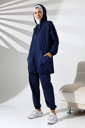 ست بالاتنه و پائین تنه حجاب سرمه ای زنانه Relaxed Mihran Butik - کد 867739676