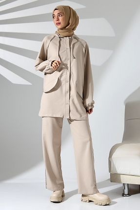 ست بالاتنه و پائین تنه حجاب طوسی زنانه Relaxed Mihran Butik - کد 868539172