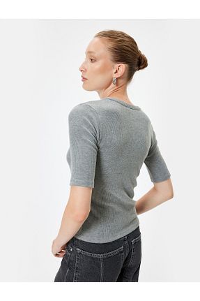 تیشرت طوسی زنانه یقه دوچرخه Koton - کد 844172897