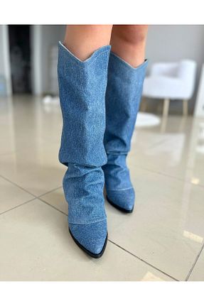 بوت / نیم بوت آبی زنانه جیر EVASAMLİSHOESBAG - کد 867762337