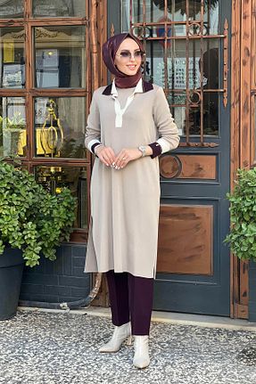 تونیک حجاب قهوه ای زنانه پنبه ای MISS DALIDA - کد 867792007