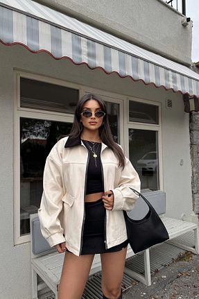 کاپشن بژ زنانه اورسایز FMN Moda - کد 867812778
