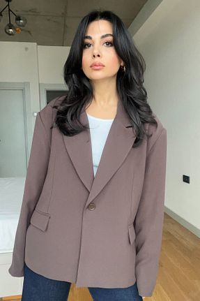 کت قهوه ای زنانه اورسایز Seda Yalçın Atelier - کد 867980124