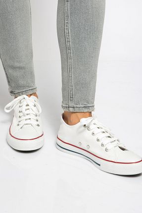 کفش اسنیکر سفید زنانه بند دار Shoes Time - کد 868016355