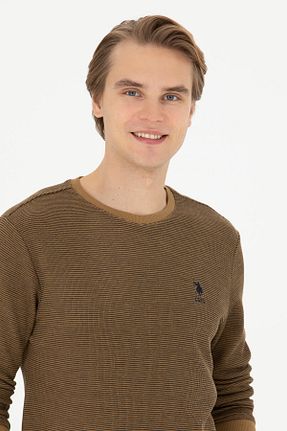 سوئیشرت خاکی مردانه ساده U.S. Polo Assn. - کد 839427810