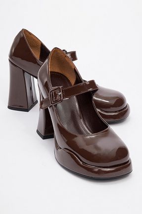 کفش پاشنه بلند کلاسیک قهوه ای زنانه چرم مصنوعی luvishoes - کد 868031757