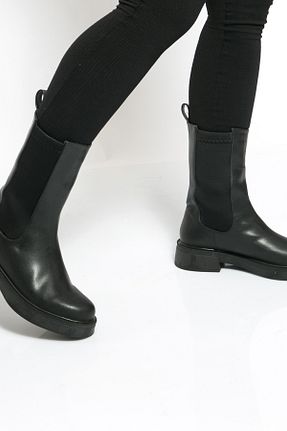 بوت / نیم بوت مشکی زنانه چرم مصنوعی Shoes Time - کد 868073681