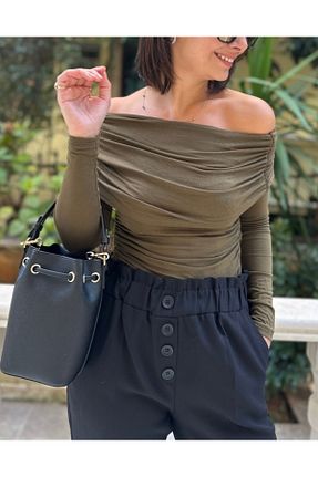 بلوز خاکی زنانه ساده LaSorella Butik - کد 868100594