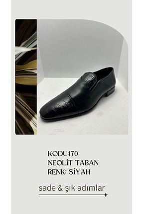 کفش کلاسیک مشکی مردانه چرم خالص VEYİS USTA - کد 868111273