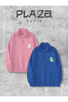 سوئیشرت آبی زنانه ساده Plaza Butik - کد 868866766