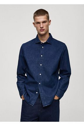 پیراهن آبی مردانه رگولار MANGO Man - کد 868119598