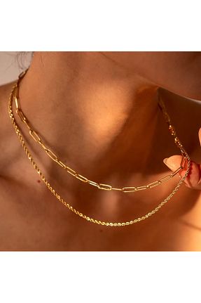 گردنبند استیل ( فولاد ) طلائی زنانه استیل (فولاد) Takıkraliyeti - کد 868130389