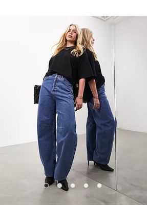 شلوار جین آبی زنانه پاچه گشاد ASOS - کد 868269085
