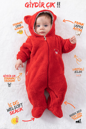 سرهمی خواب قرمز بچه گانه Polar Baby Animals - کد 779238099