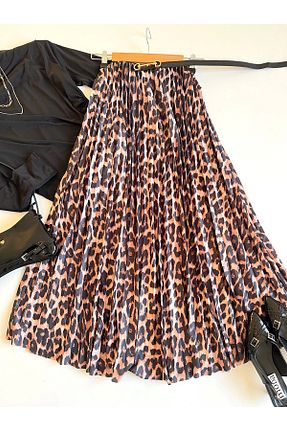 دامن قهوه ای زنانه پارچه hepsi moda - کد 868304873