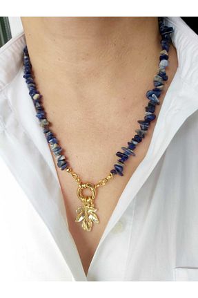 گردنبند جواهر سرمه ای زنانه روکش طلا DEVİ fashion - کد 868368416