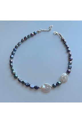 گردنبند مروارید سرمه ای مروارید آب شیرین ORFE JEWELRY - کد 847809896