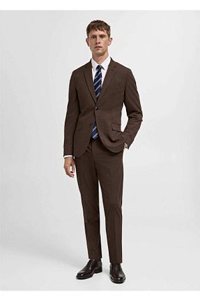شلوار قهوه ای مردانه پلی استر MANGO Man - کد 856998738