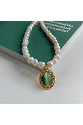 گردنبند مروارید طلائی مروارید آب شیرین ORFE JEWELRY - کد 849819997