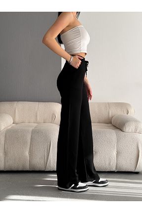 شلوار کرمگن مشکی زنانه ساق پهن Gugus - کد 867410321