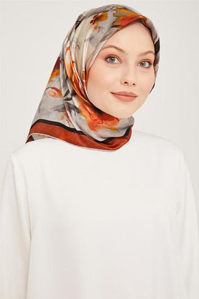روسری بژ کرپ ساتن ابریشم Armine - کد 758794673
